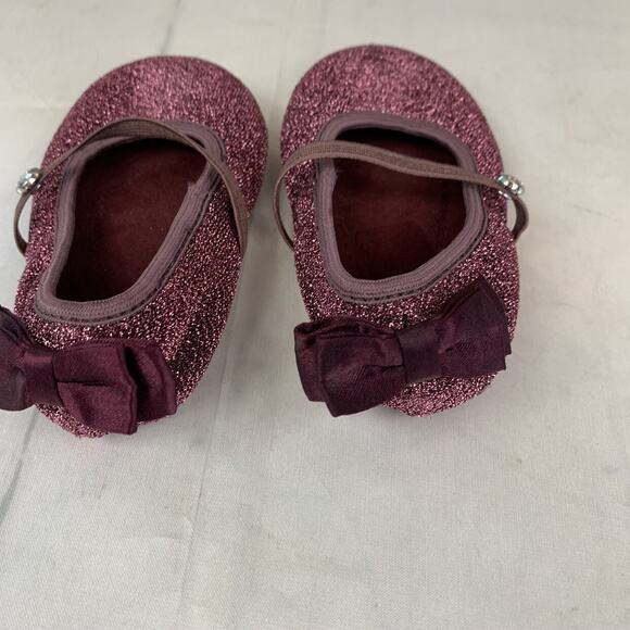 Girls Stuart Weitzman Sparkly Purple Mary Jane Dress‎ Holiday Shoes With Bow 4 - Picture 5 of 9